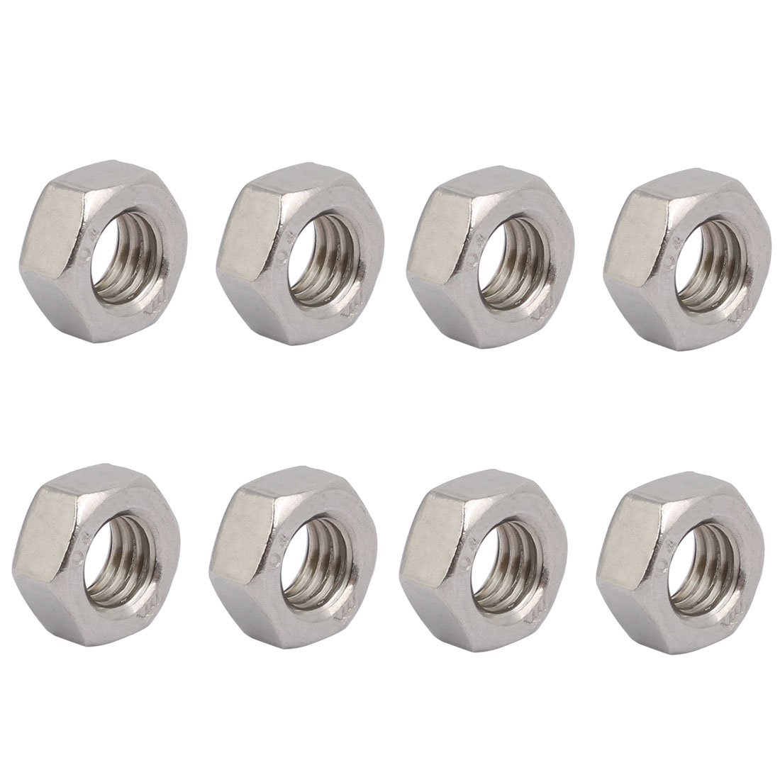 Sourcingmap 8pcs M8 x 1.25mm Pitch Metric Thread 304 Stainless Steel Left Hand Hex Nuts