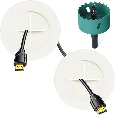 TV Wire Hider Kit for Wall Mount TV, in Wall Cable Management Kit, Includes 2 Pass Throughs and Hole Saw Drill Attachment for Easy Install(Off-White)