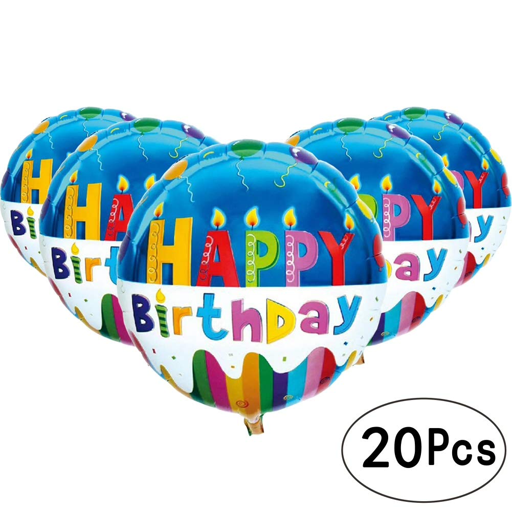 18 inch Blue Happy Birthday Round Shape Foil Mylar Balloons Cup Cake