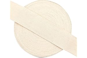 HELL BLUES HB Twill Tape Natural Soft 2 inch Cotton Strap 50 Yards, Bunting Bias Tape Herringbone Webbing Tape Roll for Apron Sewing Dressmaking Craft (50mm)