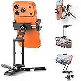 ULANZI Phone Tripod Mount with Arca Uka Base, Foldable Mini Tripod with 2 Cold Shoes Handheld Grip Compatible with iPhone17/16/15/ Android, Metal Phone Clamp for Desktop Vlogging Travel