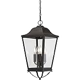 THE GREAT OUTDOORS 73287-66 Savannah Outdoor Chain Hung Lantern, 4-Light, 160 Total Watts, 10-in H x 21.88-in W, Sand Coal Bl