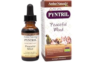 Amber NaturalZ Pyntril Peaceful Mind Herbal Supplement for Dogs, Cats, Birds, Guinea Pigs, and Rabbits | Herbal Pet Supplement for Relaxation | 1 Fluid Ounce Glass Bottle | Manufactured in The USA
