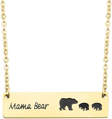 mama bear 2 cubs necklace