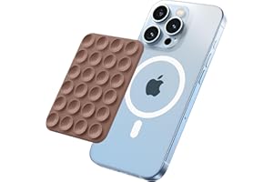 SuydanBox Magnetic Suction Cup Phone Mount, Anti-Slip Hands-Free Silicone Phone Holder, Compatible with MagSafe Phone Case for iPhone Pro Max 15/14/13/12 Series,Mirror Shower Holder for Selfies(Brown)