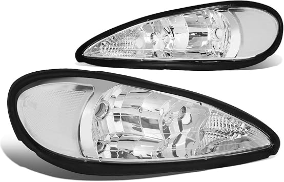 Amazon Com 2pcs Oe Style Chrome Housing Clear Corner Headlights Assembly Head Lamps Replacement For Pontiac Grand Am 99 05 Automotive