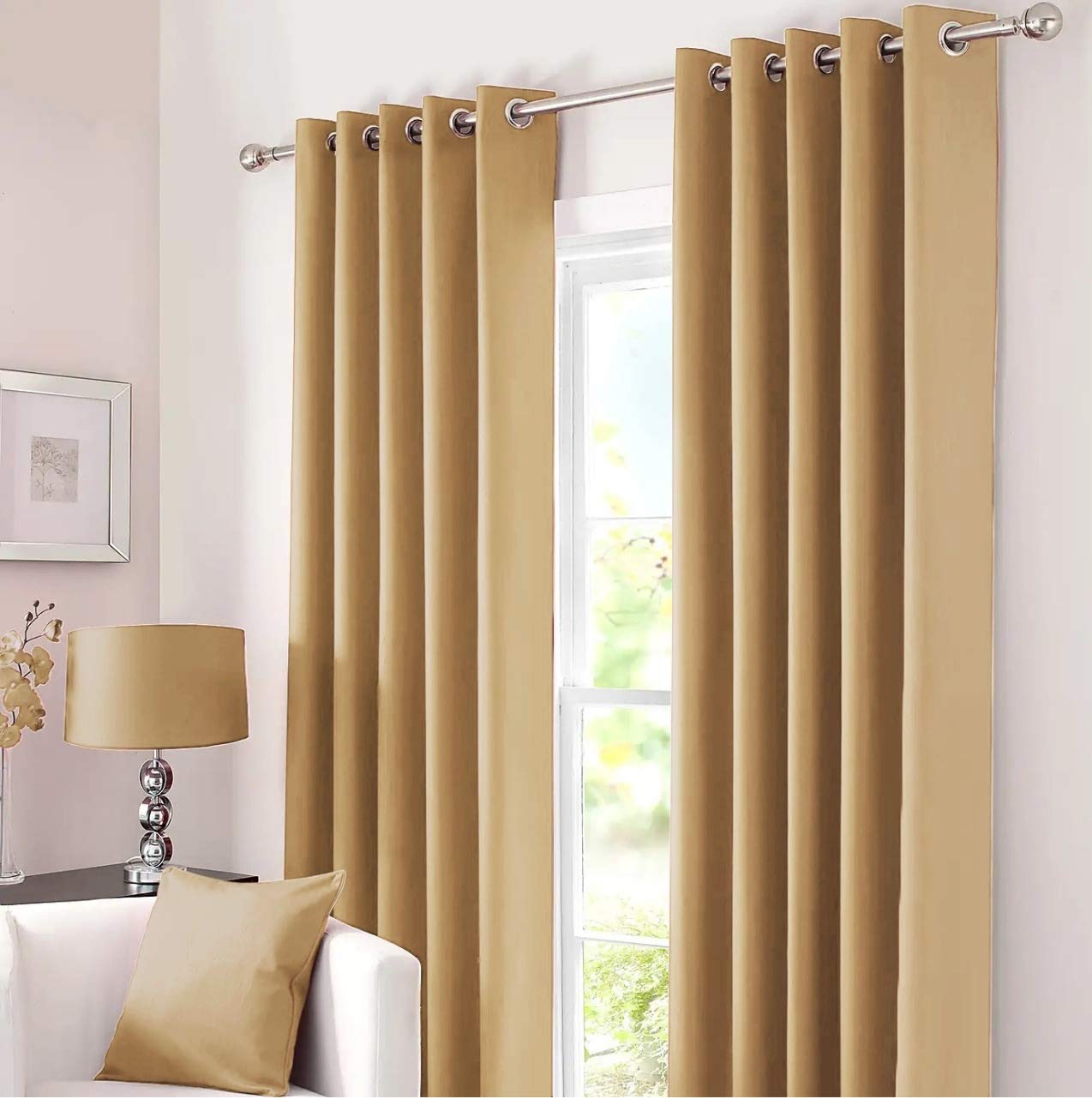 Kinfolk Textile Blackout Thermal Eyelet Ring Top Insulated Pair of Curtains Including 2 Tiebacks (Cream Natural, 66" x 54")