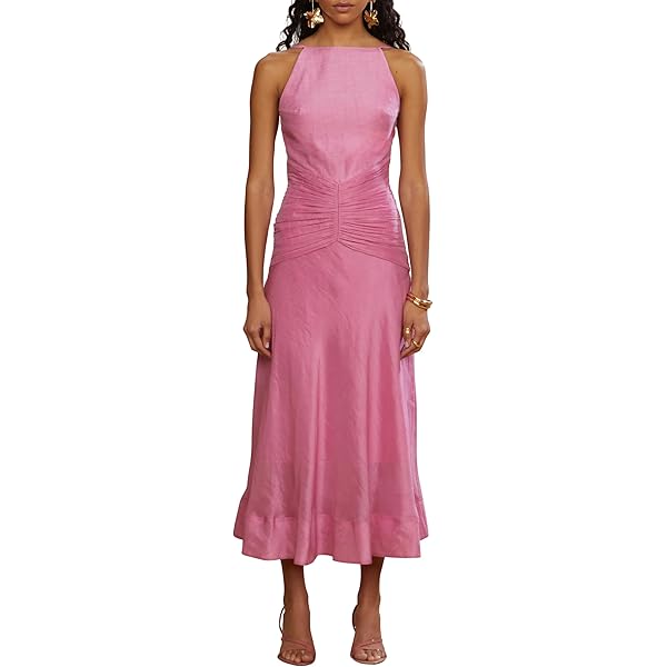 aligne pink dress ALIGNE Ivy Puff Sleeve Dress