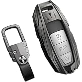 SLAKNOK for Audi Key Fob Cover with Keychain,Stylish and Durable Zinc Alloy Protection Key Case Compatible with 2019 2020 2021 2022 2023 A3 A6 A6L A7 E-Tron A8 Q8 Smart keyless Key shell Accessories