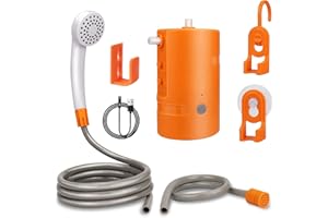 AZXJC Portable Outdoor Shower, 2 Flow Mode, 4400mAh Battery Powered Shower Pump for Hiking/Backpacking, Travel, Beach, Pet, Flowering, IPX7 Waterproof &USB Rechargeable Camping Shower with 3 LED Lights…