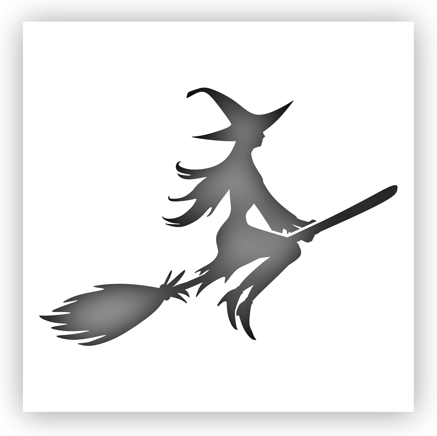 Mixed Media - Witch on Broom #2 Halloween Stencil Reusable Plastic - Choose a Size (6