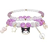 Crystal Beads Bracelet Set, Fashion Cartoon Elastic Beaded Bracelets Jewelry Gifts for Women