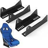 Yuleimy Universal Racing Seat Brackets for Bucket Seats, Side Mount, 4 Pack | Heavy Duty Steel L-Shape Bracket for FRP/Carbon Fiber Racing Seats, Black Powder Coated, No Screws or Slider Hardware