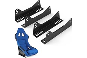 Yuleimy Universal Bucket Seat Mounting Bracket Kit (4-Pack) - Heavy Duty L-Shape Side Mount Brackets for FRP/Carbon Fiber Racing Seats, Black Powder Coated with Anti-Rust Technology