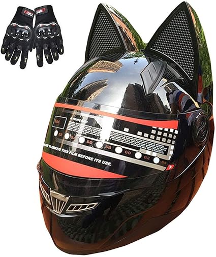 Zjra Chat Oreilles Casque Casque Moto Avec Oreilles De Chat Corne Creative Off Road Casque Motocross Pour Hommes Et Femmes Adultes Ece Dot Approuve Cat Ears Helmet 6 Xl58 59cm Amazon Fr Cuisine Maison