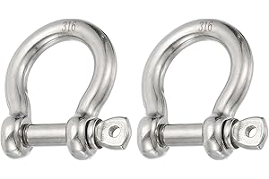 PATIKIL Screw Pin Shackle 9.6mm 3/8" 1410lb, 2Pcs 316 Stainless Steel Forged Bow Shackle Marine Grade for Chains Wire Rope Ou