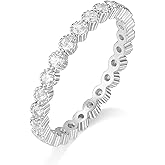 EAMTI 925 Sterling Silver Wedding Bands for Women Cubic Zirconia Full Eternity Stackable Band Ring Size 3-13