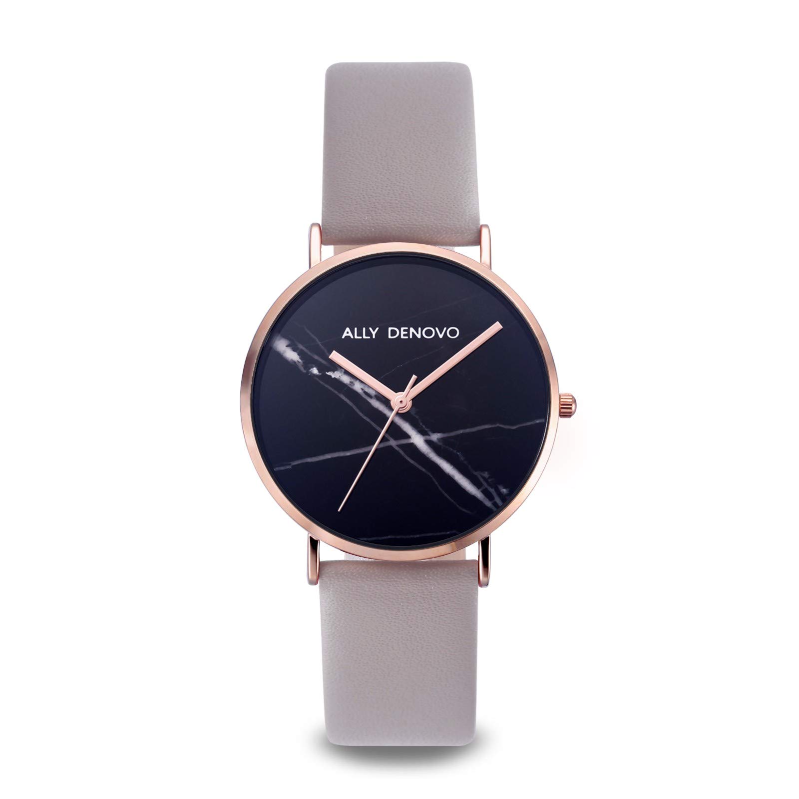 Ally Denovo Carrara Marble AF5005.8 Women's Watch with Leather Strap Analogue Rose Gold-Plated, Strap