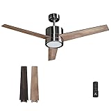 VAGIZM 52 Inch Ceiling Fan Brushed Nickel Remote