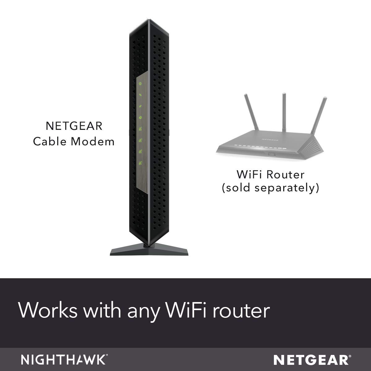 NETGEAR Nighthawk Cable Modem CM1200 - Compatible with All Cable Providers Including Xfinity by Comcast, Spectrum, Cox | for Cable Plans Up to 2 Gigabits | 4 x 1G Ethernet Ports | DOCSIS 3.1, Black