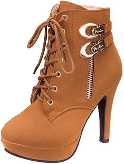 round toe lace up heels
