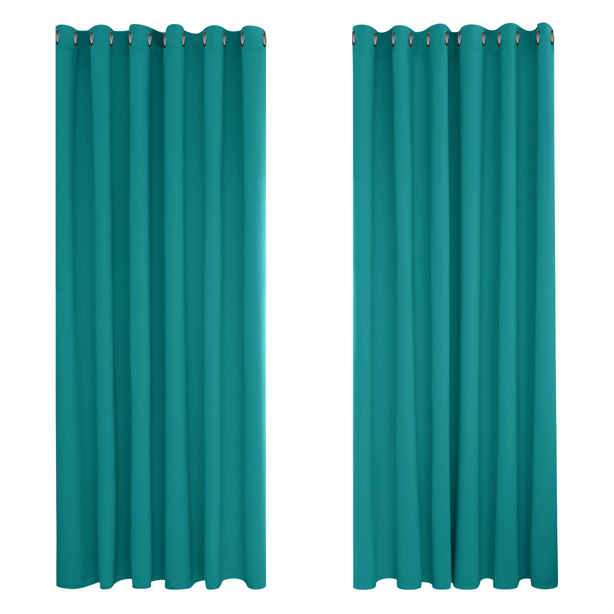 Deconovo Super Soft Thermal Insulated Eyelet Blackout Curtains Bedroom 90 x 108 Inch Turquoise 2 Panels