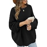 JPGLOV Womens Oversized Sweaters 2026 Fall Casual Batwing Sleeve Mock Neck Loose Chunky Knit Pullover Jumper Tops