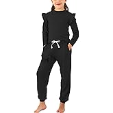 Jimonda Kids Girls Long Sleeve Tops and Pants with Pockets Clothing Set 2 Piece Outfits Tracksuit Outdoor Sweatsuit Sets