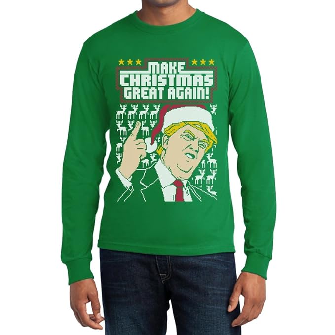 Trump Make Christmas Great Again - Hässliches Weihnachts Herren Langarm T-Shirt