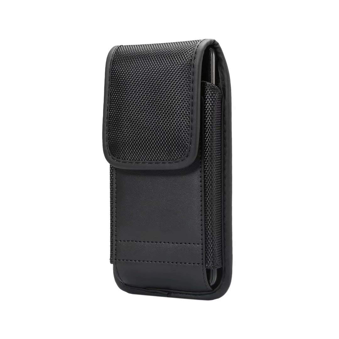 Cellphone Waist Bag with Card Holder, Mens Leather Holster Case with Belt Clip, 6.5" Vertical Tactical EDC Leather Phone Holster Pouch with Belt Loop Carrying Case Waist Bag Cellphone Card Holder