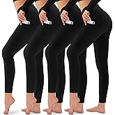 CAMPSNAIL 4 Pack Leggings for Women - High Waisted Tummy Control Yoga Pants for Workout Gym Black Leggings Plus Size Dance