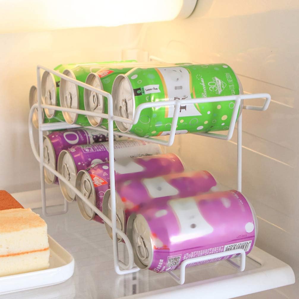 HEMOTON Refrigerator Soda Can Dispenser Beverage Holder Fridge Organizer Bins Can Rack Food Pantry Storage Holder for Kitchen Countertops 34.5x14.5x18.5 cm - Image 3
