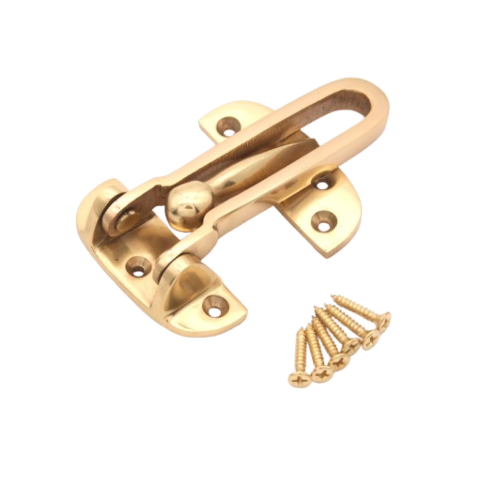 Door Security Chain Restrictor Strong Safety Lock Guard Catch Latch with Screws (Polished Brass)