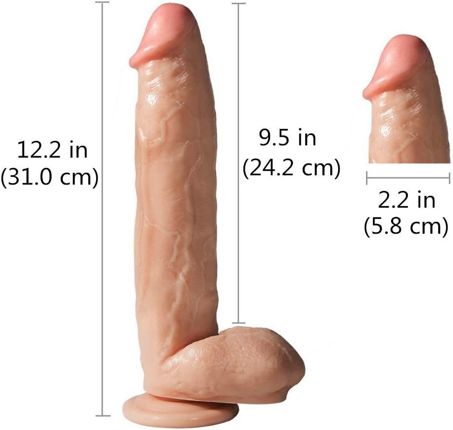 12.2"Realistic Huge Toy with Suction Cup Base-Nontoxic Big Toy for Women (Flesh) L-12