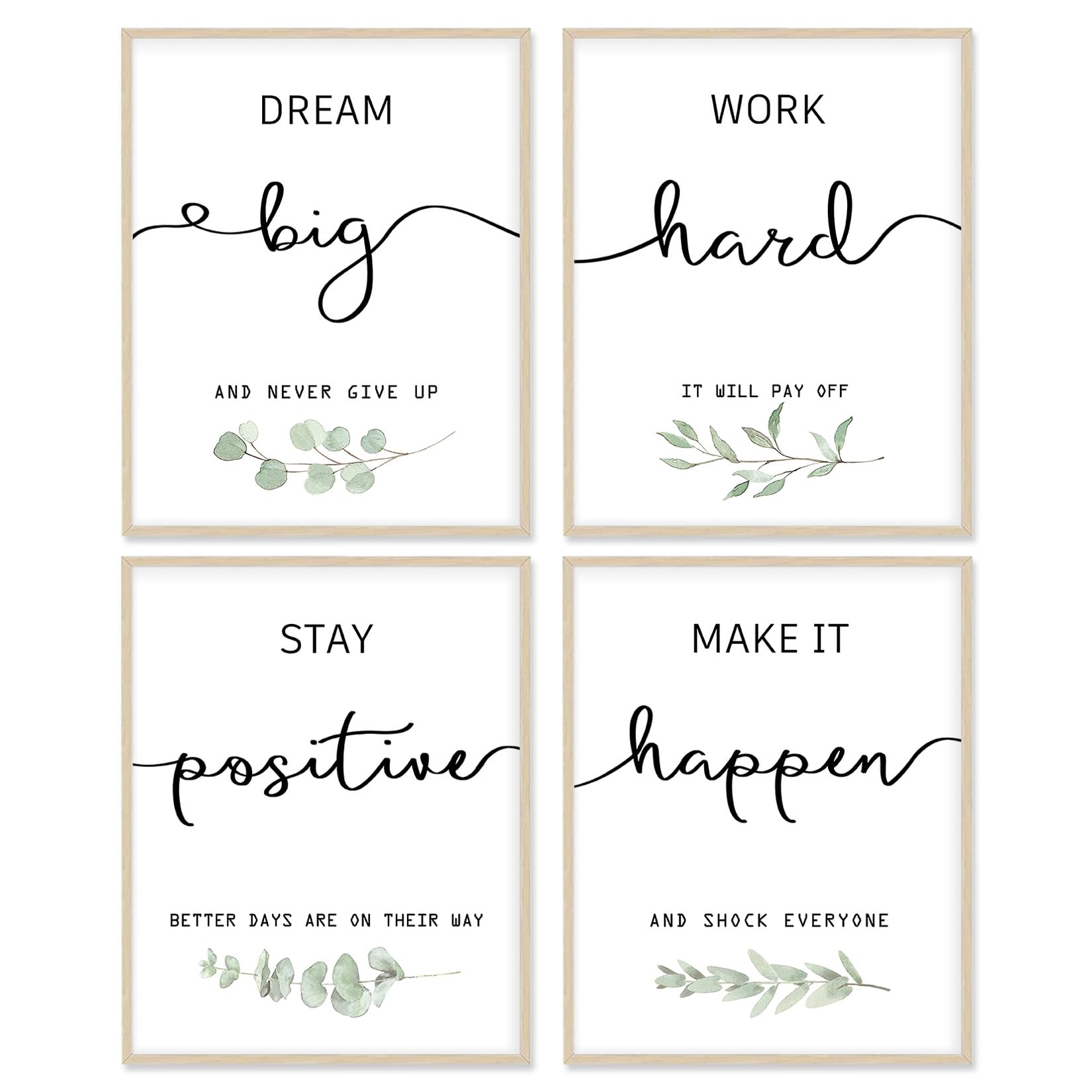 Office Decor Poster 11x14 Canvas Prints Unframed Set of 4, Wall Art Prints for Bedroom | Living Room | Classroom, Home Office Accessories Motivational Desk Decor