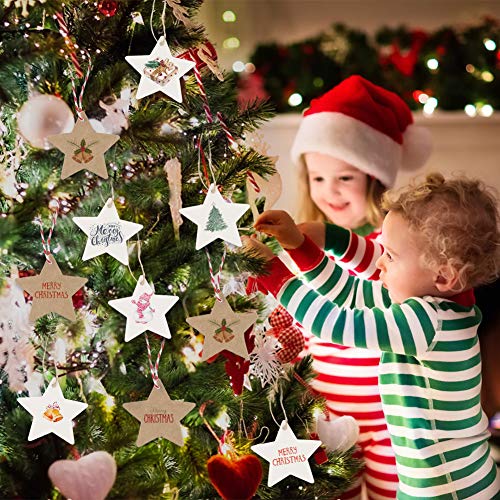 HAKACC Star Gift Tags, 200 PCS Kraft Paper Tags Card Gift Tags with 20 M Natural Jute Twine