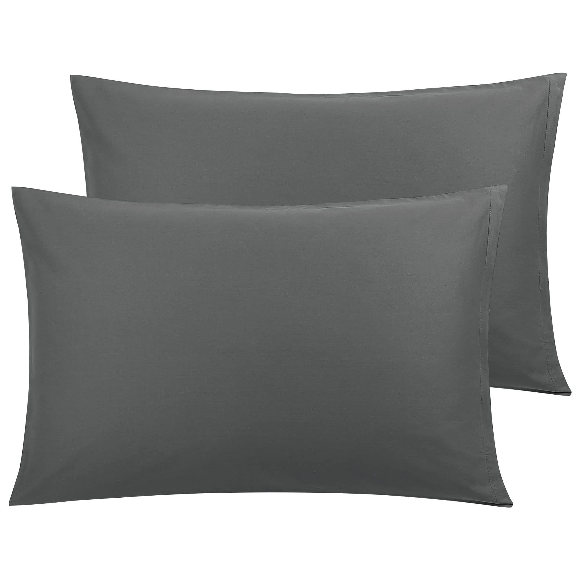 PiccoCasa 100% Cotton Pillowcases Set of 2, Soft Breathable Pillow Covers with Zipper Closure Bedroom Modern Hotel Pillow Case Dark Grey 50 x 90cm