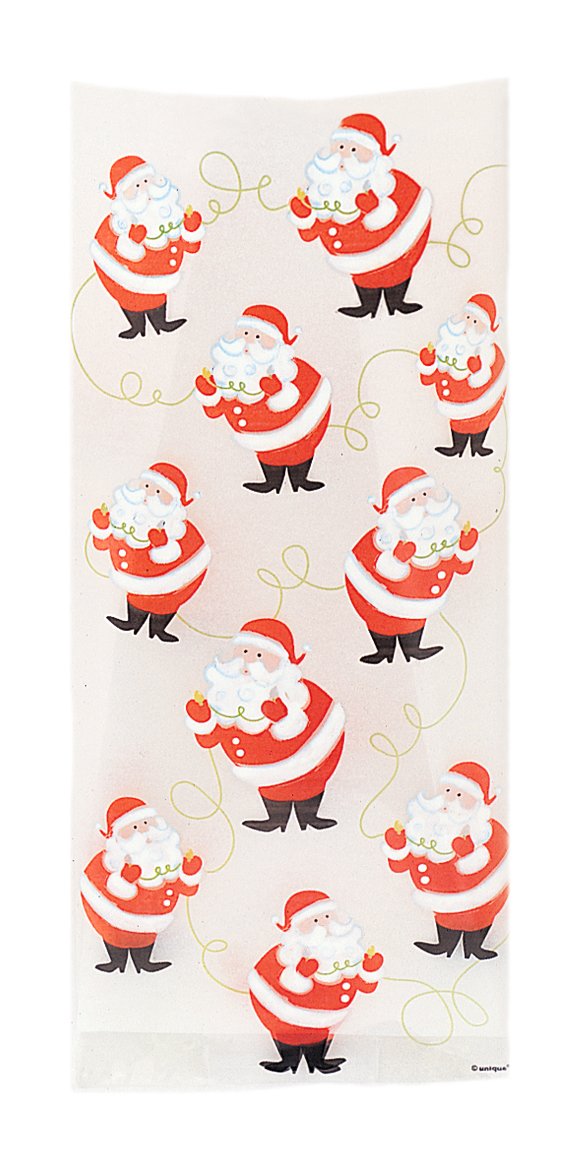 20 Christmas / Xmas Cello / Cellophane Party / Gift Bags (Twinkle Santa)