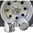 AYZH 4 Pack Chrome Steel Center Caps Push Thru for Trailer Wheel Rims 4.25" Center Bore