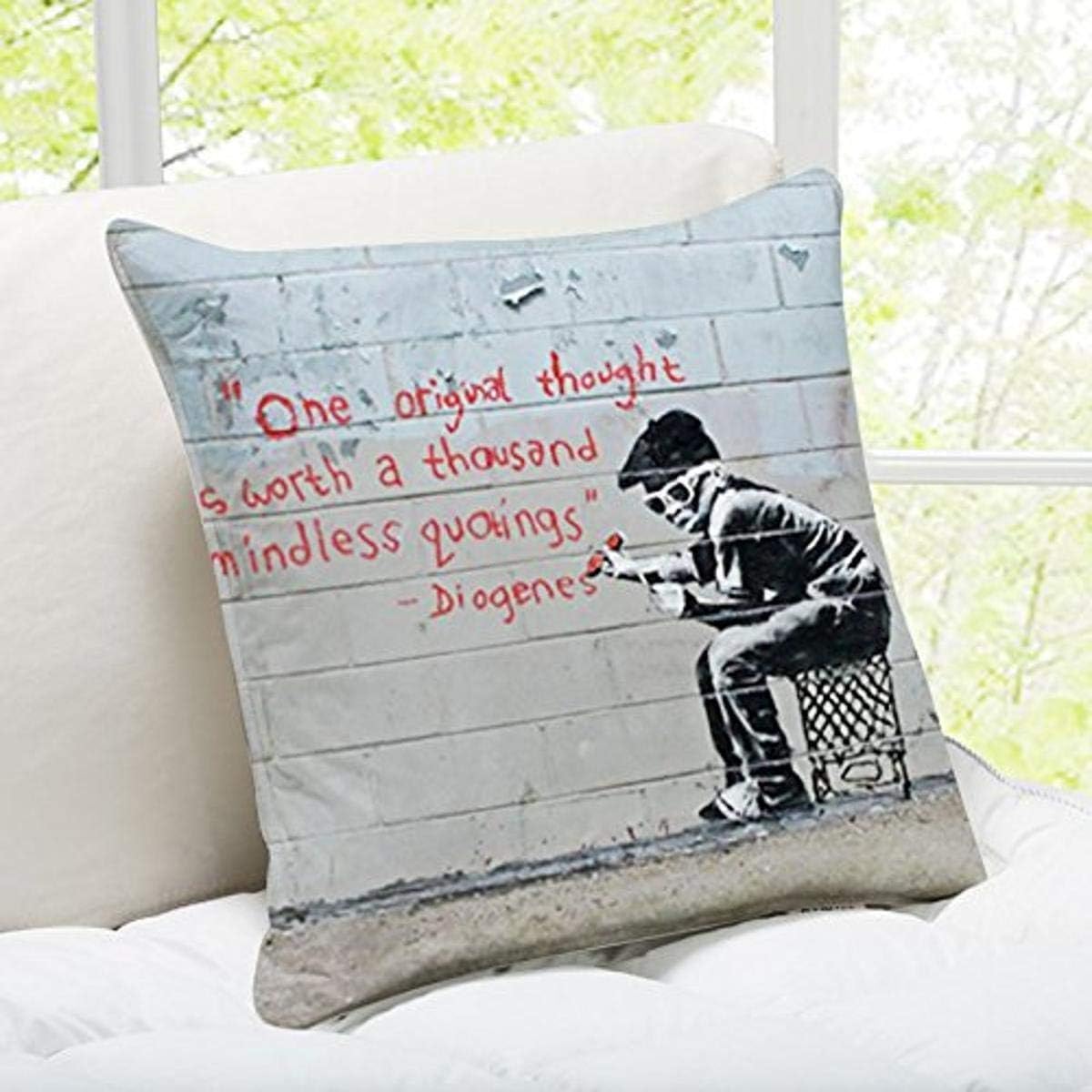 iLeesh Banky Art Throw Pillow, One Original Thought is Worth