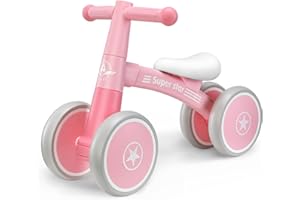 antiai Baby Balance Bike Toys for 1 Year Old boy,Toddler Bike Ride on Toys for 12-36 Month,1st Birthday Gift for Boy Girls,4 Wheels,Adjustable Seat