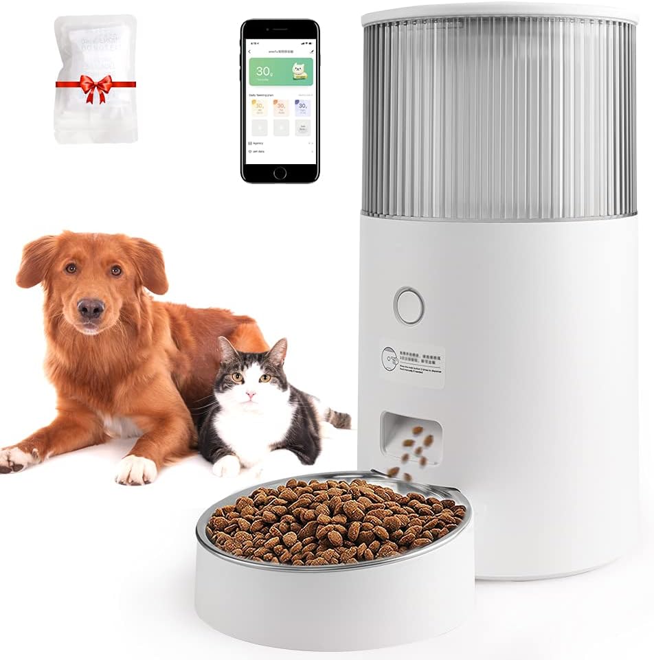 YOUMI Automatic Cat and Dog Feeder APP Control Timed with Dual Power Supply, Desiccant Bag for Dry Food, Specially Designed 2.5L Capacity to Keep Cat Food Fresh and Weight Management : Kitchen & Dining