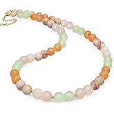 PEARLFECT Beaded Necklace for Women,8MM Jasper Stone Necklace, Handmade Fashion Jewelry Gifts,Bead Choker Necklace