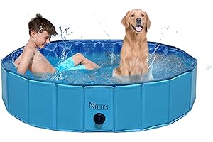 NHILES Portable Pet Dog Pool, 47" Collapsible Bathing Tub, Indoor & Outdoor Foldable Leakproof Cat Dog Pet SPA for Dogs and Cats