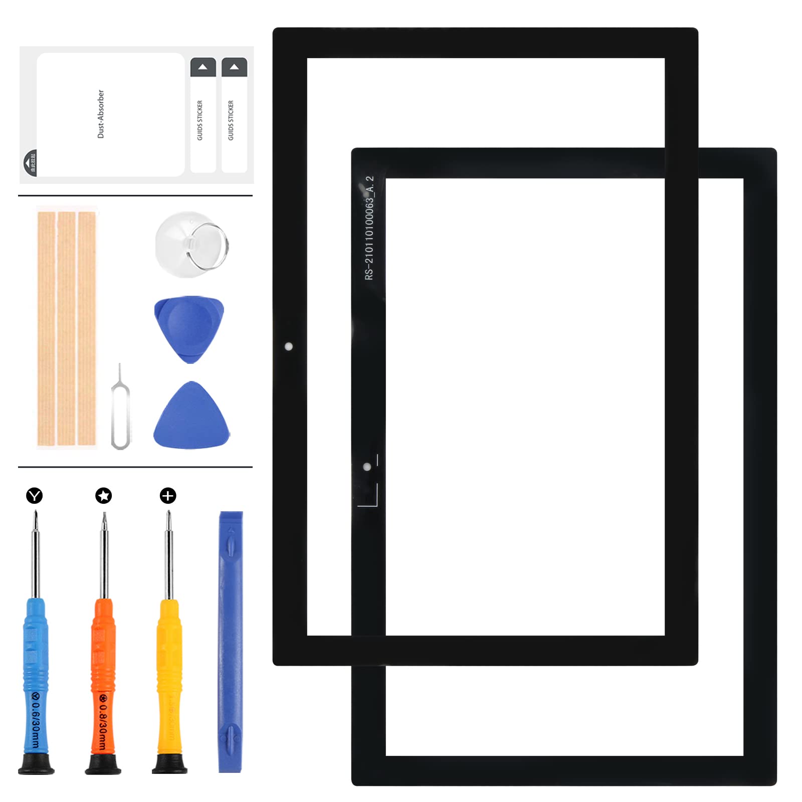 Screen Replacement For Samsung Galaxy Tab A7 10.4 2020 T500 T505 Front Outer Glass Sensor Panel Lens Kits with Free Repair Tools (Not LCD and Touch Screen Digitizer) (Black)