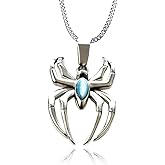 RZCXBS Spider man Fans Rejoice Light Blue Cubic Zircon Inlaid Necklace,Durable Stainless Steel Chain for Affordable Superhero Style(Silver)