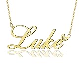 Luke Heart Name Necklace 18k Gold Plated Stainless
