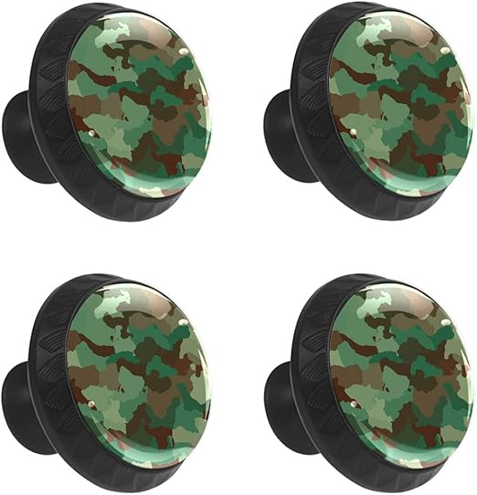 FCZ - Tiradores para cajones (4 unidades, diseño de camuflaje, cristal