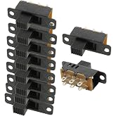 uxcell 10 Pcs High Knob 6 Pin 3 Position DPDT Panel Slide Switch 0.5A 50V DC
