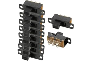 SOURCING MAP uxcell 10 Pcs High Knob 6 Pin 3 Position DPDT Panel Slide Switch 0.5A 50V DC